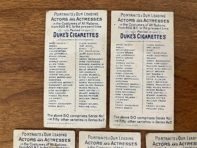 DUKE'S CIGARETTES: PORTRAITS OF ACTORS & ACTRESSES - Lot of 5