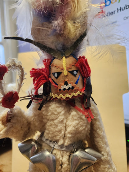 Vtg Doll Bulgaria Male Hand painted 13" Bells and mask