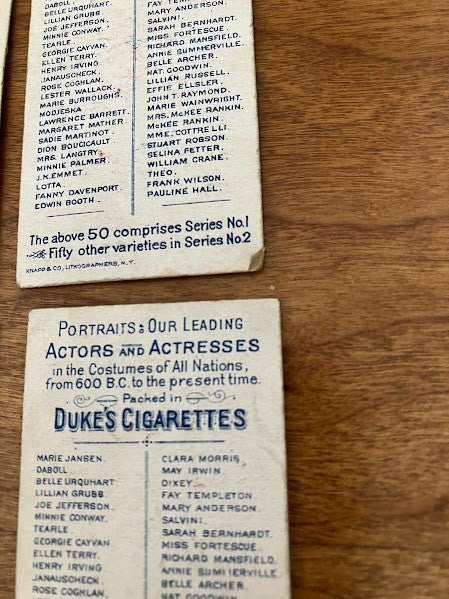 DUKE'S CIGARETTES: PORTRAITS OF ACTORS & ACTRESSES - Lot of 8