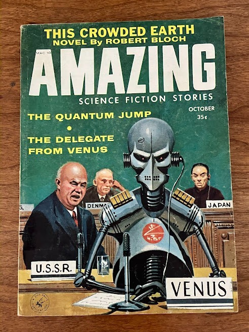 AMAZING SCIENCE FICTION STORIES - This Crowded Earth by Robert Bloch