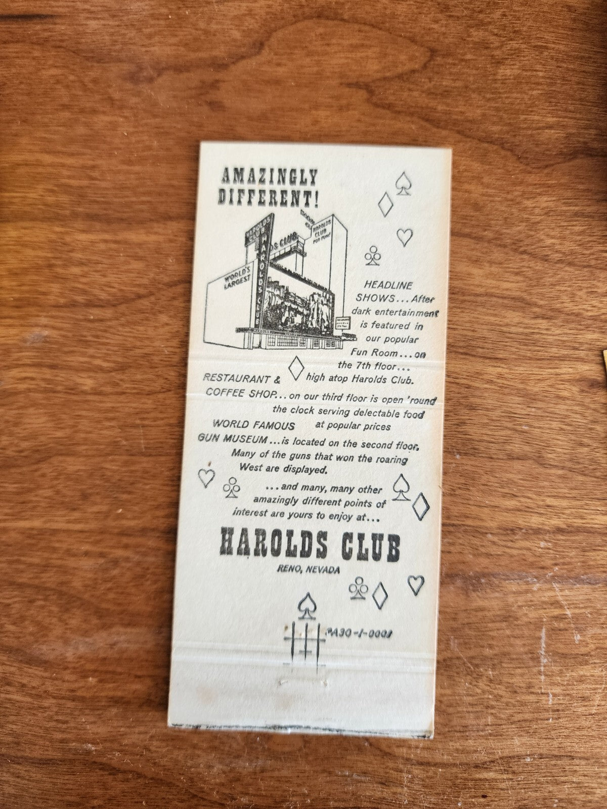 Vintage Matchbook Harold's Club Reno Nevada Casino Memorabilia 