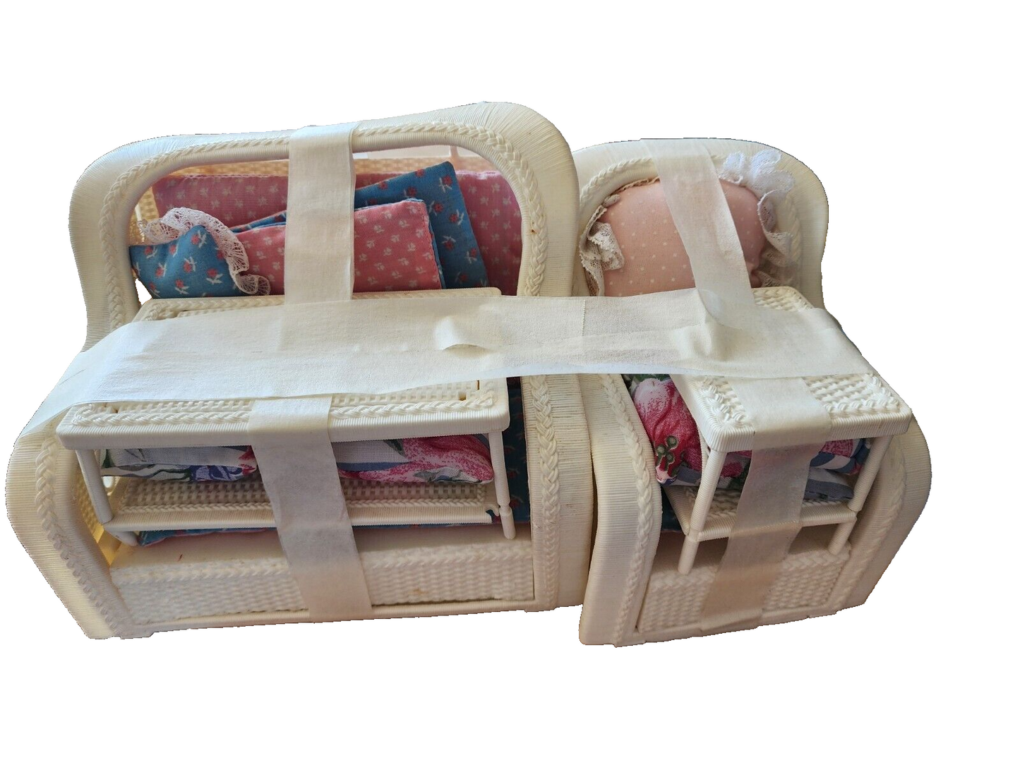 Vintage Barbie Dream Cottage wicker look chair & loveseat, tables, 1983