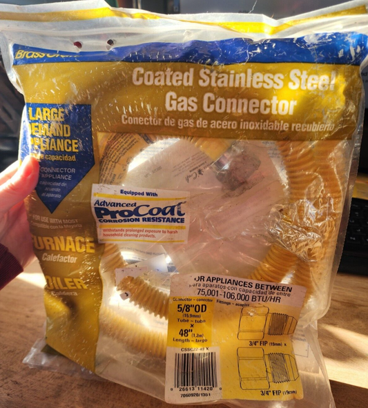 BrassCraft Coated Stainless Steel Gas Connector Line 5/8" OD x 48" Long