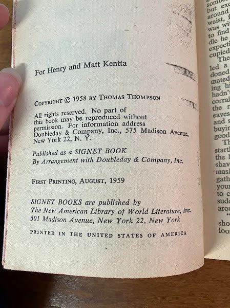 A Signet Book: Brand Of A Man by Thomas Thompson