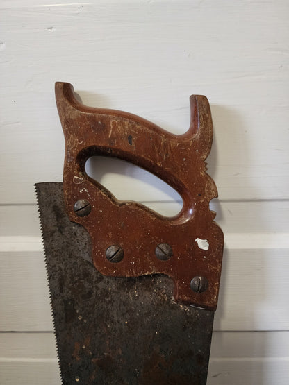 Vtg Hand Saw with Markings 29 1/2"
