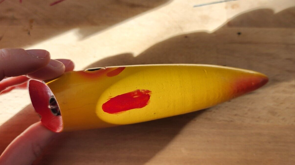 Vtg Nelson Salmon Plug 6"  Fishing Lure Orange Red Gills