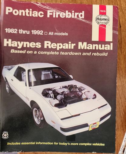 Vtg Haynes Repair Manual 1982-1992 Pontiac Firebird
