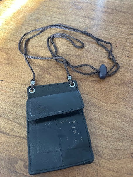 ID Holders: Black Leather Wallets - With Neck Straps (2)