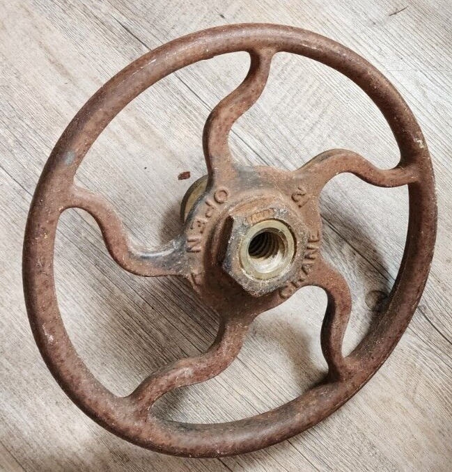 Antique Vintage Crane Valve Wheel Open Shut Wavy Design 12" Diameter