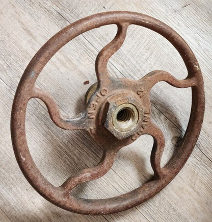 Antique Vintage Crane Valve Wheel Open Shut Wavy Design 12" Diameter