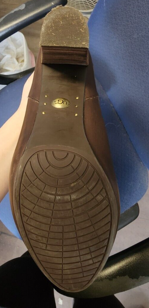 UGG Dandylion Tres Knit Cuff Lamb Lining Brown Ankle Boots Women's 8