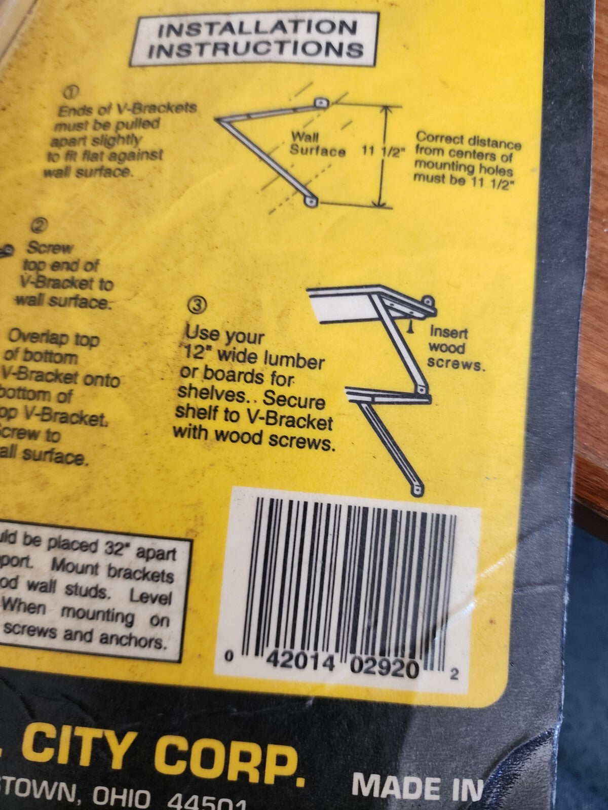 Vtg Shelvit V-Brackets U.S. Model SVB-1 Steel City Corp USA NEW