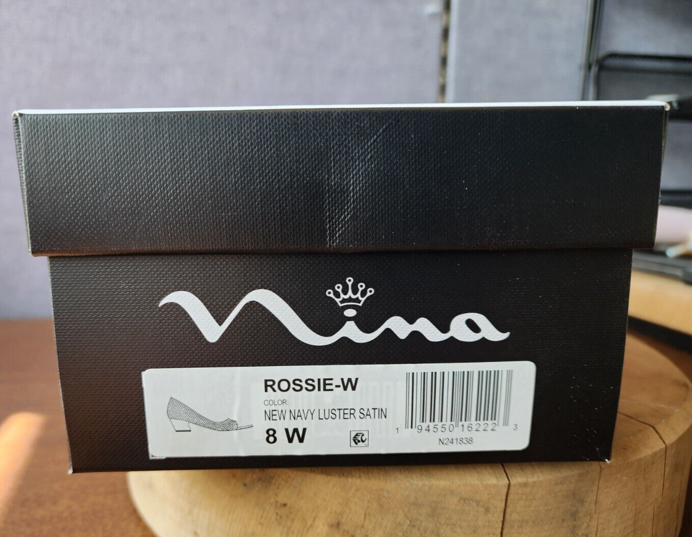 Nina Rossie-W Size 8 W New Navy Luster Satin (A)