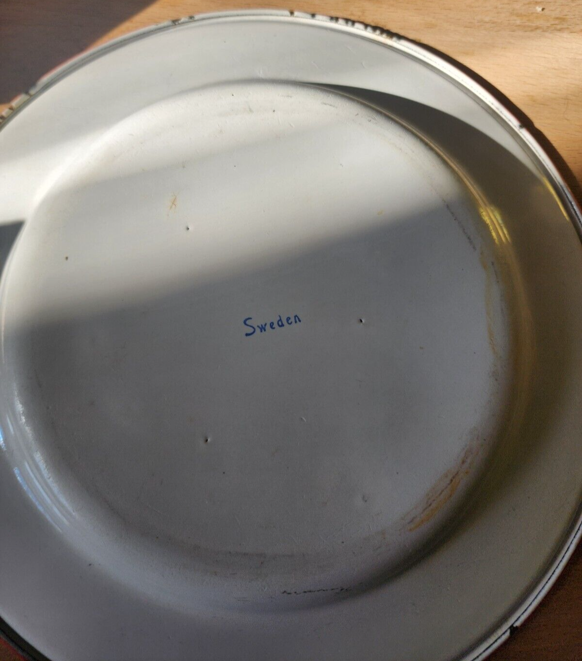 Knight on horse Plate w/ Red Trim Enamelware Plate - Made In Sweden