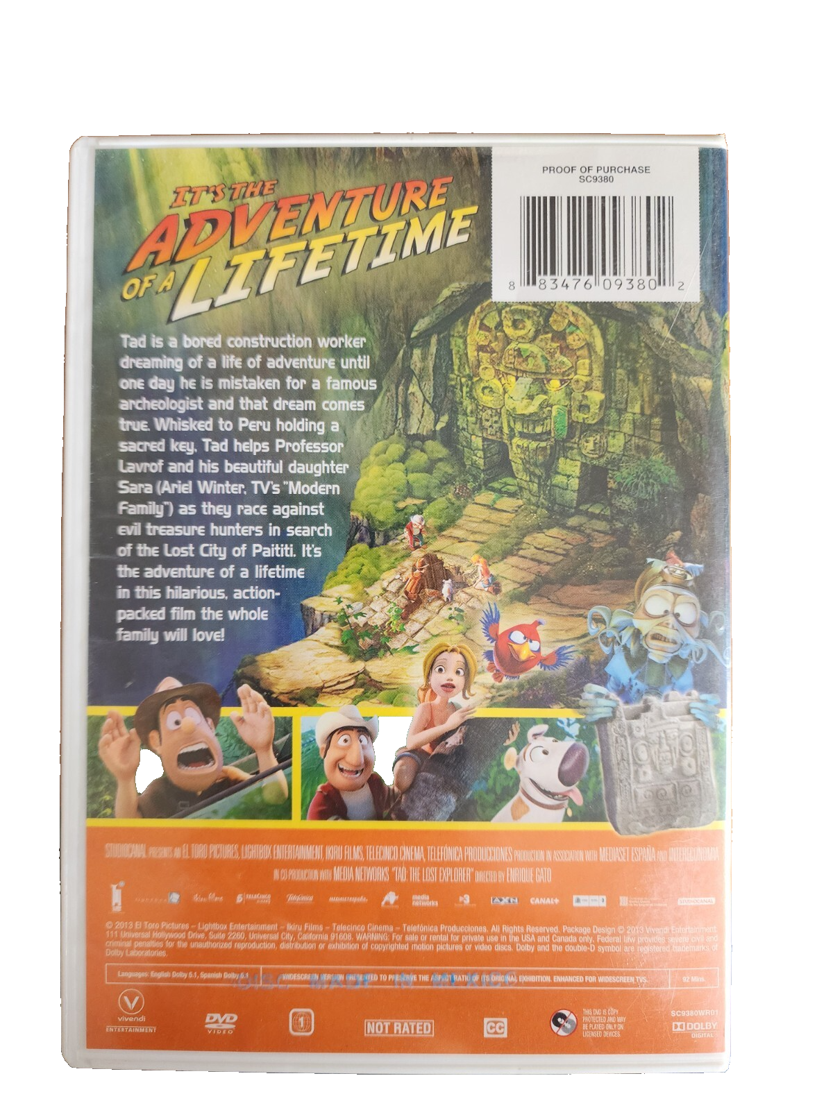 TAD The Lost Explorer DVD - Very good