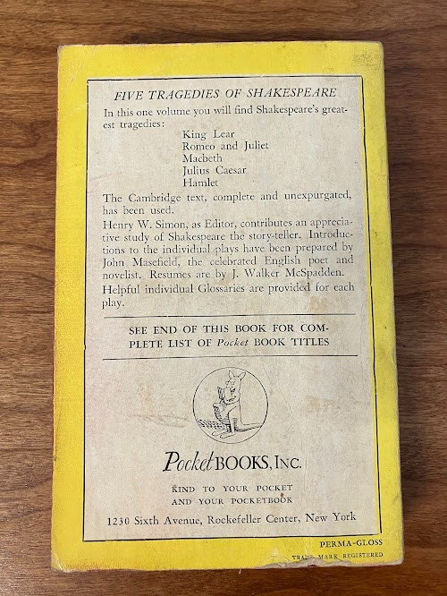 Vintage Paperback - John Masefield: William Shakespeare, Five Great Tragedies