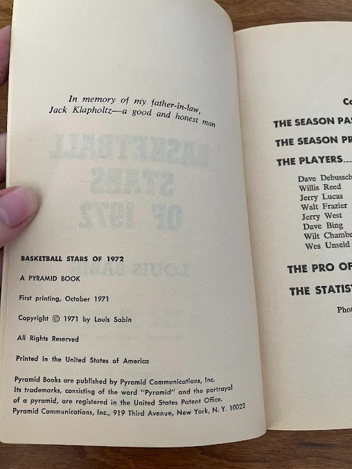 Vtg Paperback - Basketball Stars Of 1972 by Louis Sabin
