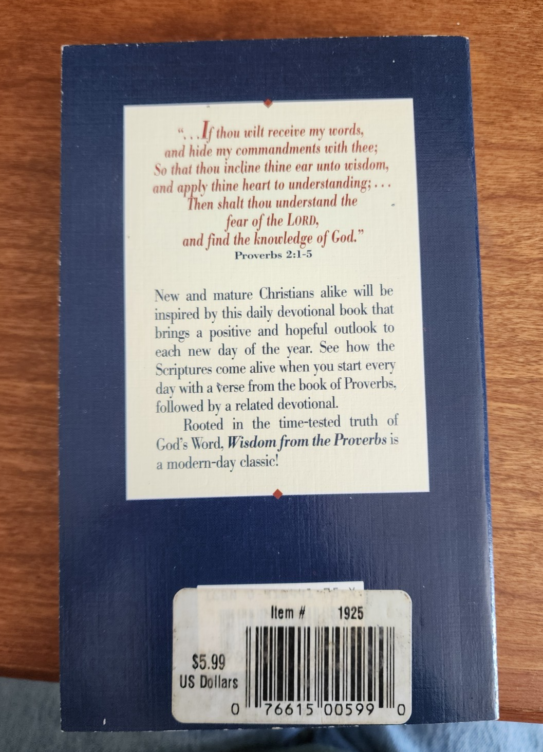 Wisdom from the Proverbs, Daily Thoughts and Meditations, Dan & Nancy Dick