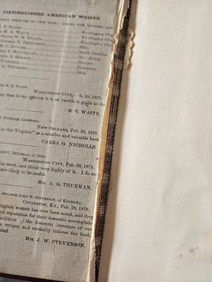 Housekeeping In Old Virginia 1879 Edition Cookbook vtg Hardcover