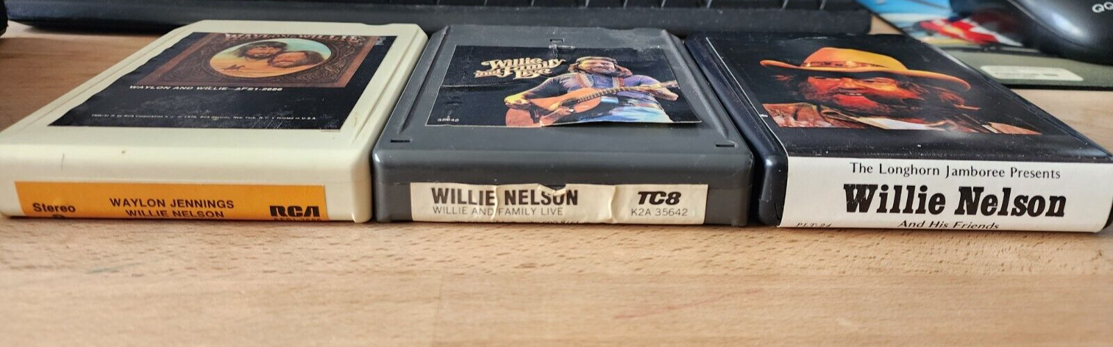 Lot 3 Willie Nelson 8 Track Tapes Untested