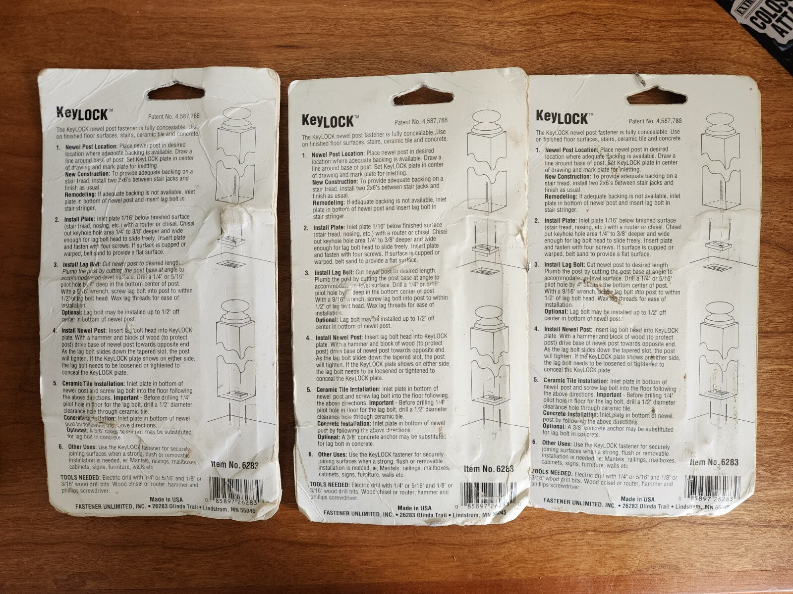 L.J. Smith Keylock Newel Post Fastener Fully Concealable Lot of 3 - #6283