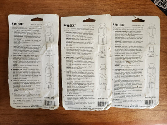 L.J. Smith Keylock Newel Post Fastener Fully Concealable Lot of 3 - #6283