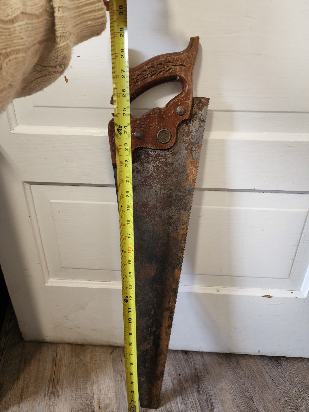 Vtg Hand Saw with Markings 29 1/2"