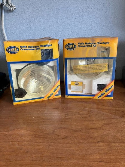 1970's Vintage Hella 5 3/4 H4 Halogen Hi/Low Beam Lights