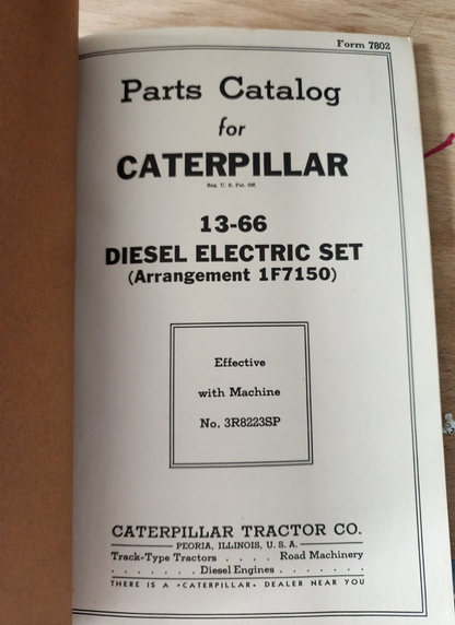CAT CATERPILLAR D13000 13-66 ELECTRIC SET Diesel Engine Parts Manual