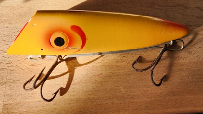 Vtg Nelson Salmon Plug 6"  Fishing Lure Orange Red Gills