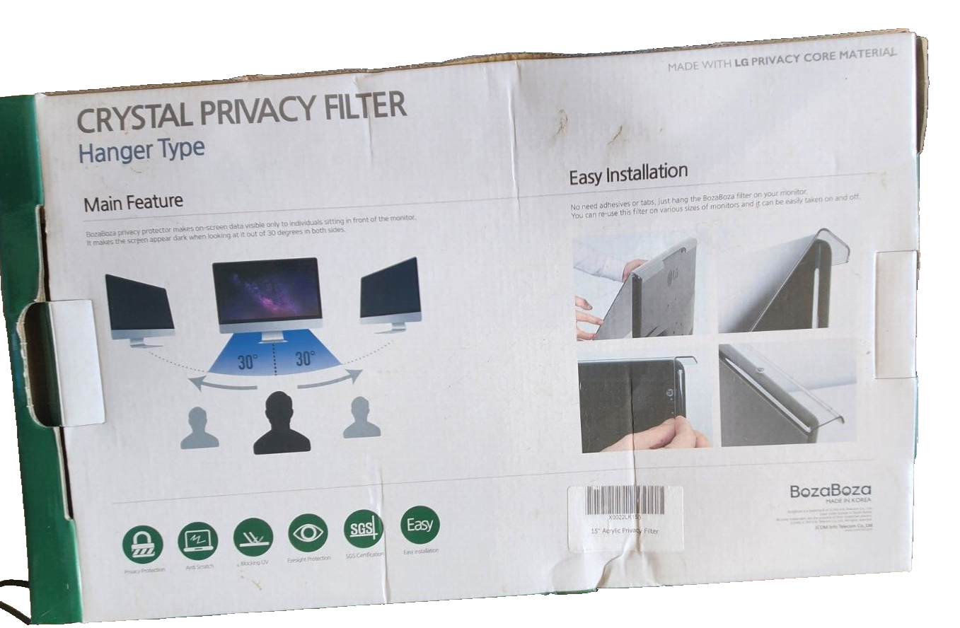 BozaBoza Crystal Privacy Screen Filter 15"