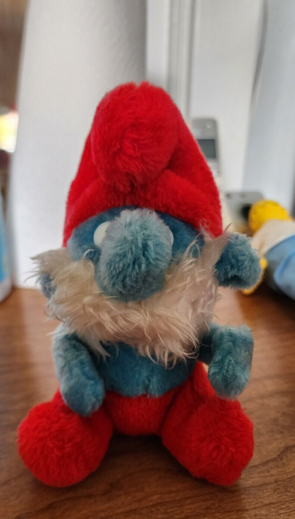 Vintage Papa Smurf 8" Plush Stuffed Toy 1981 Wallace Berrie & Co. Korea