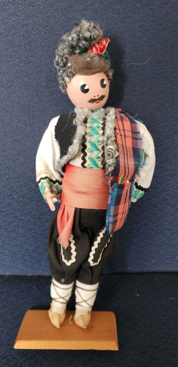 Vintage Doll Bulgaria Male Handpainted 11" Traditional Costume Souvenir