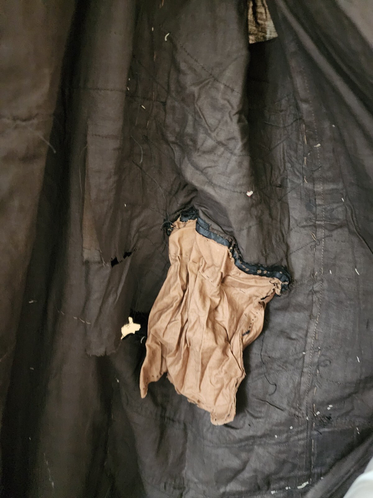 Edwardian Antique Full Long Beaded Skirt Black Silk/Taffeta