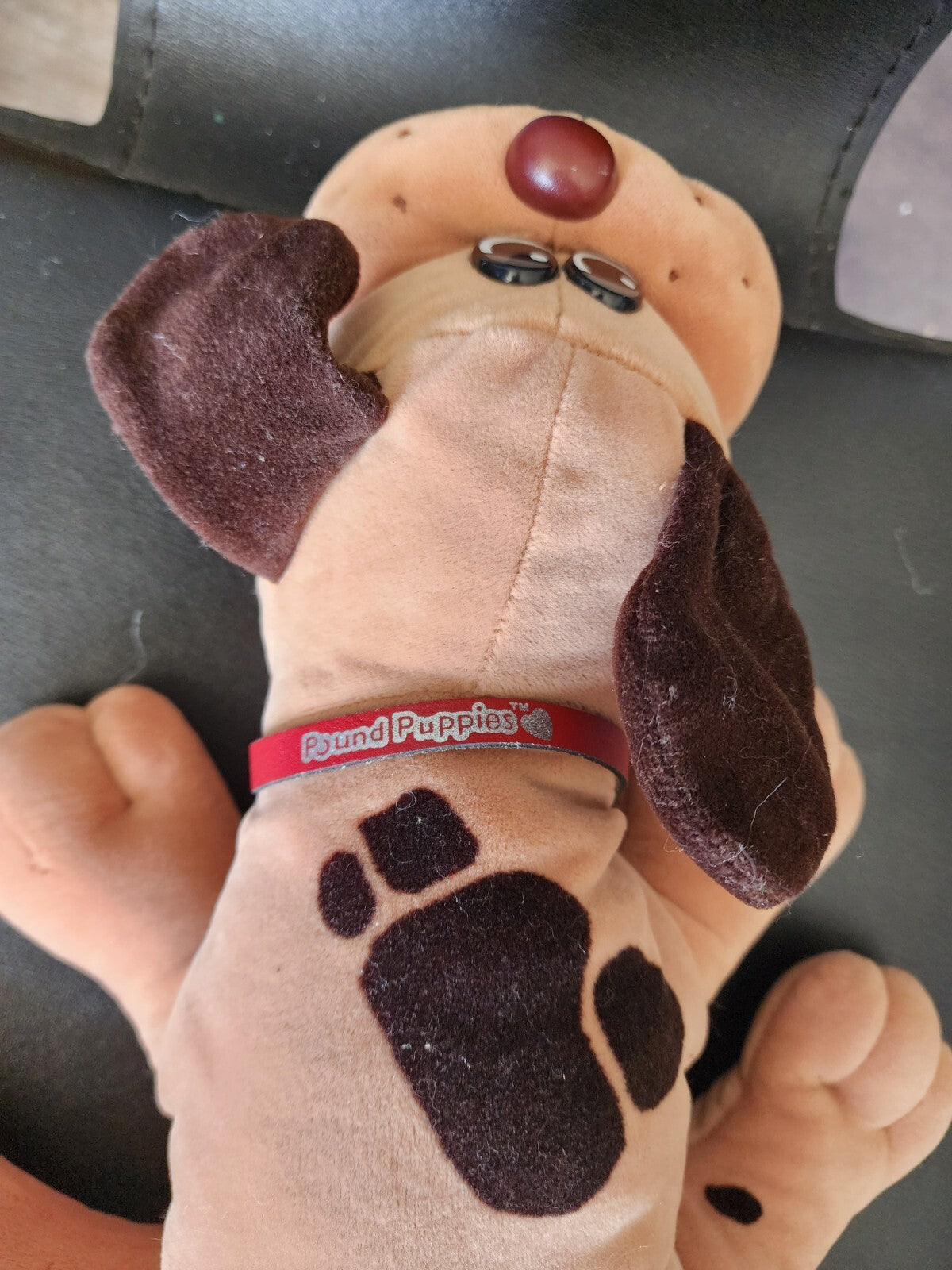 Pound Puppies Dog Plush Stuffed Animal With Name Tag Tan Brown Spot 17” Hasbro