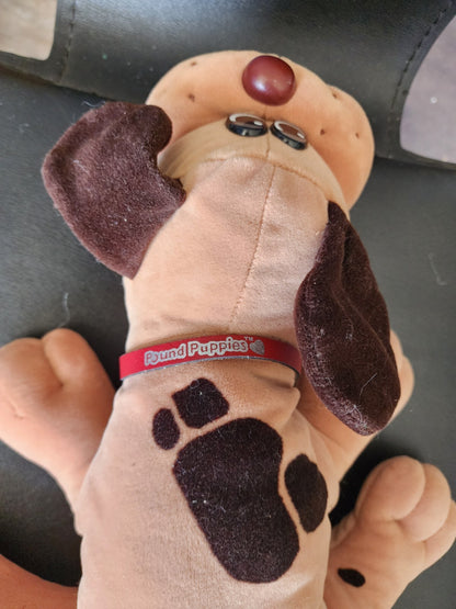 Pound Puppies Dog Plush Stuffed Animal With Name Tag Tan Brown Spot 17” Hasbro