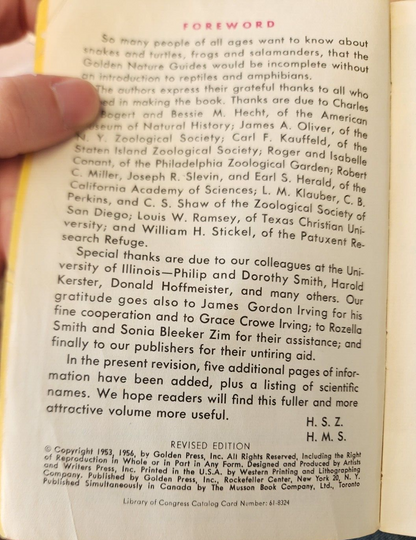 Reptiles and Amphibians A Golden Nature Guide 212 Species In Full Color 1956