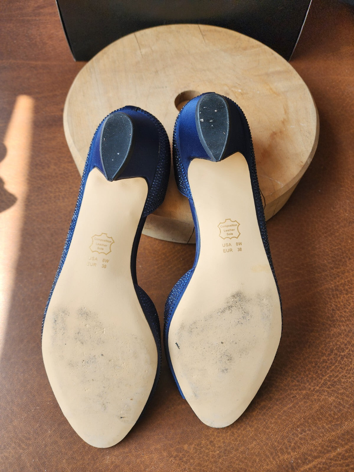 Nina Rossie-W Size 8 W New Navy Luster Satin (A)