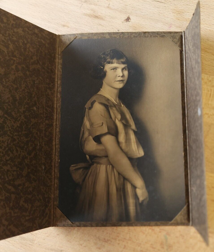 Vintage Young girl in pearls Studio Astoria Ore.