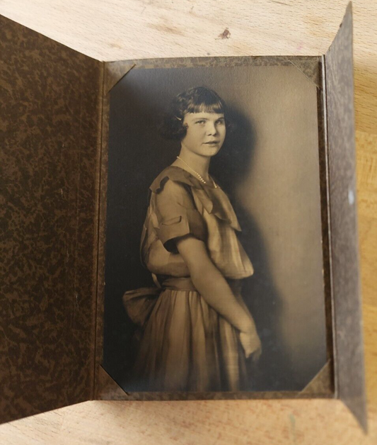 Vintage Young girl in pearls Studio Astoria Ore.