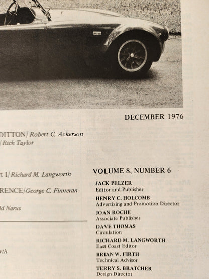 Vtg CAR CLASSICS Magazine December 1976 Special Collectors Issue