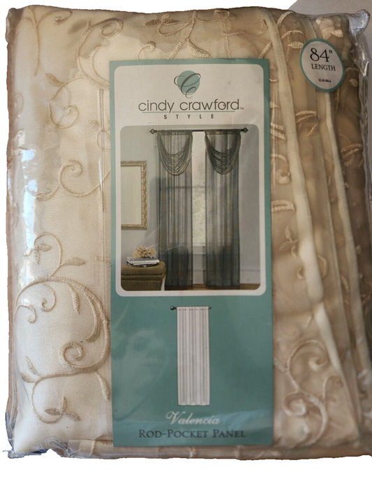 Cindy Crawford waterfall valance VALENCIA, Trooper Teal, Rod Pocket, 50"x84"