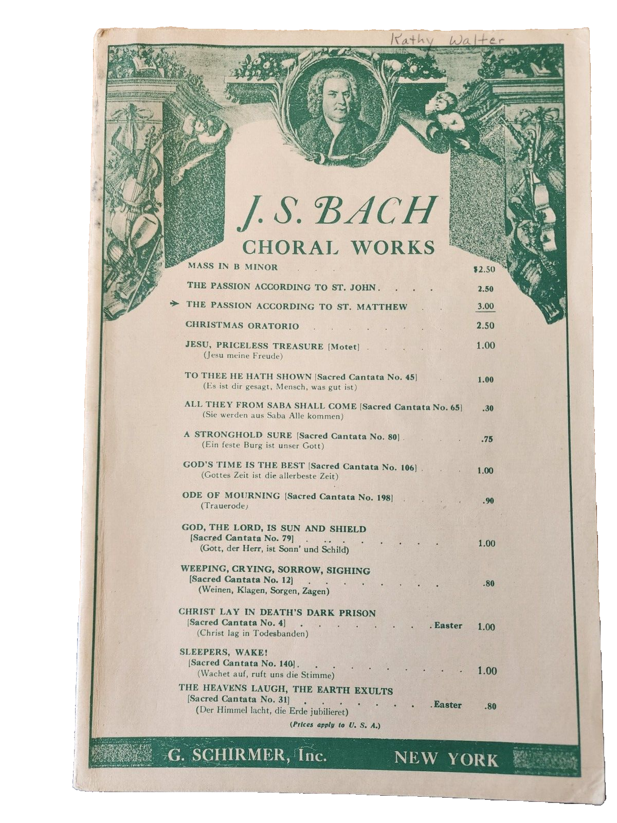 J. S. Bach Choral Works Mass in B Minor Songbook-G. Schirmer Inc. Ed. 2040