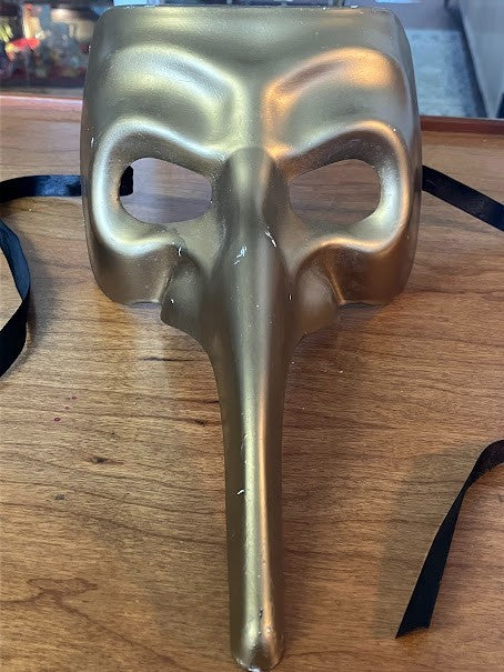 ADULT Venetian Golden Accents Beak Mask Long Nose