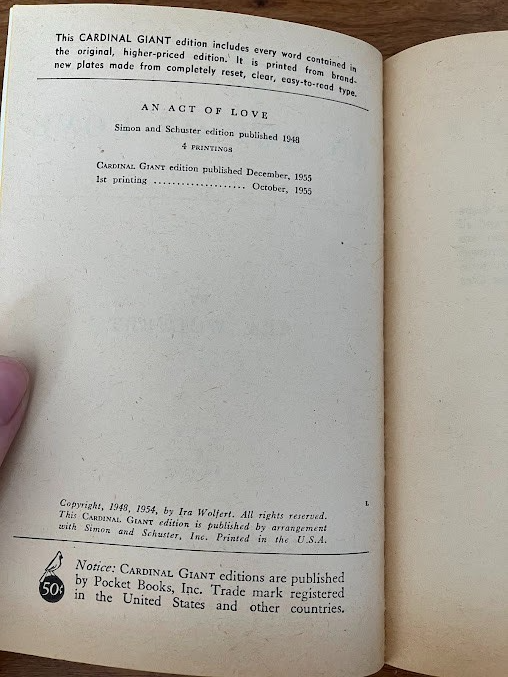Vtg Paperback - AN ACT OF LOVE by Ira Wolfert