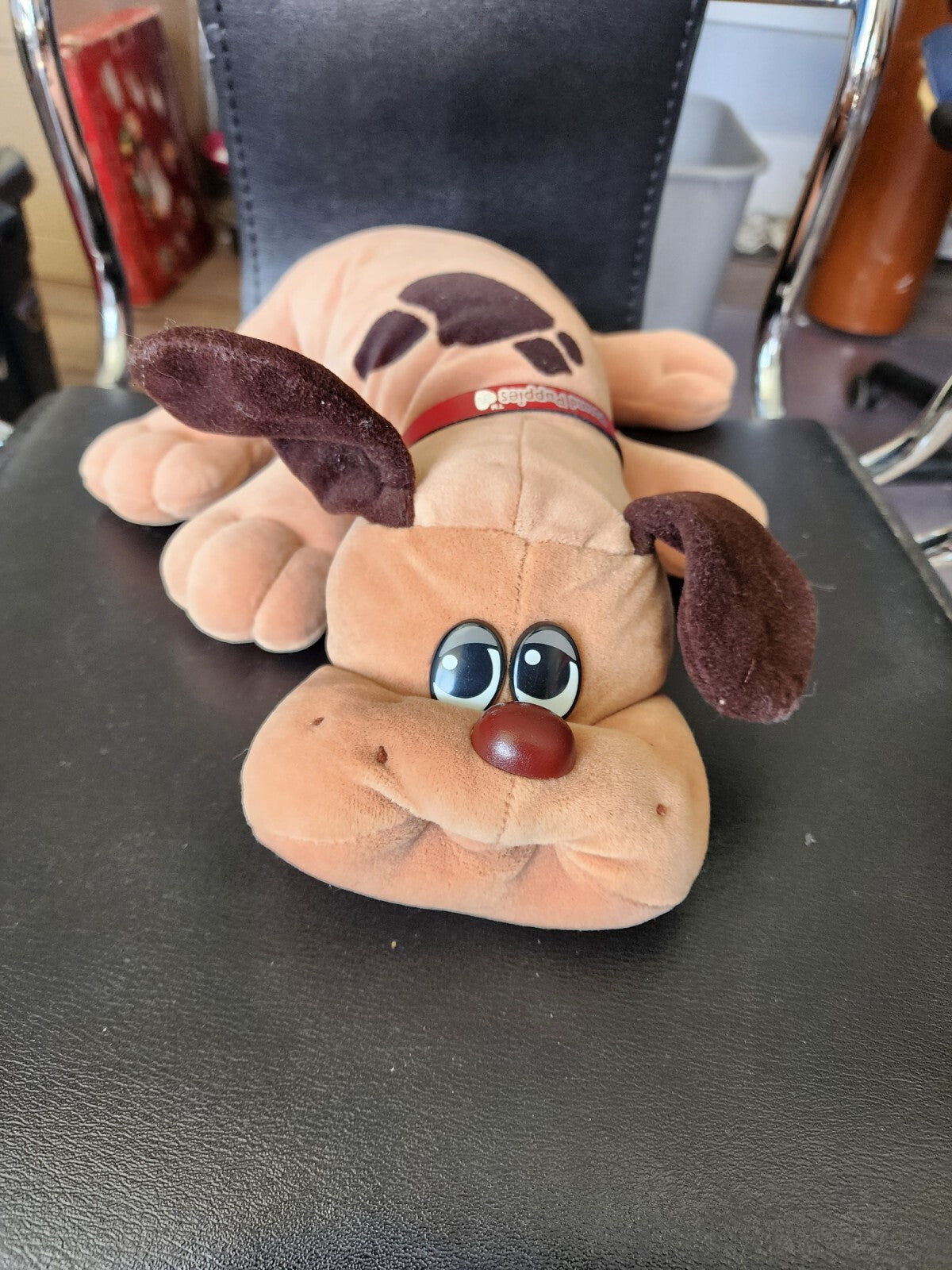 Pound Puppies Dog Plush Stuffed Animal With Name Tag Tan Brown Spot 17” Hasbro