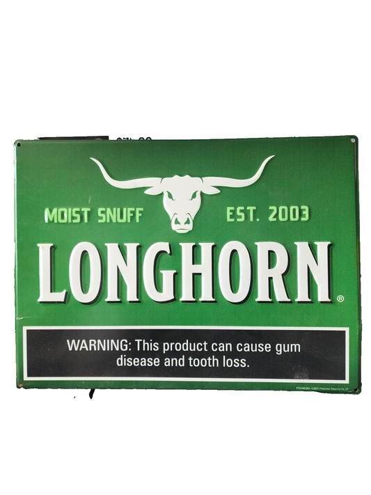 Longhorn Moist Snuff Sign Tobacco Tin Metal Copenhagen 15.5 x 11.5