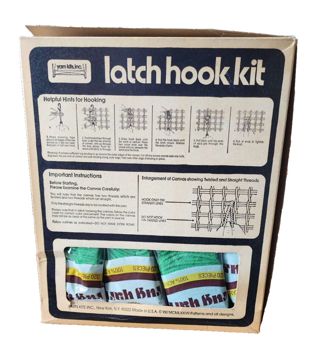 VTG Yarn Kits Inc. Latch Hook Kit Moon Owl 9128. Rug Or Wall Hanging 1977