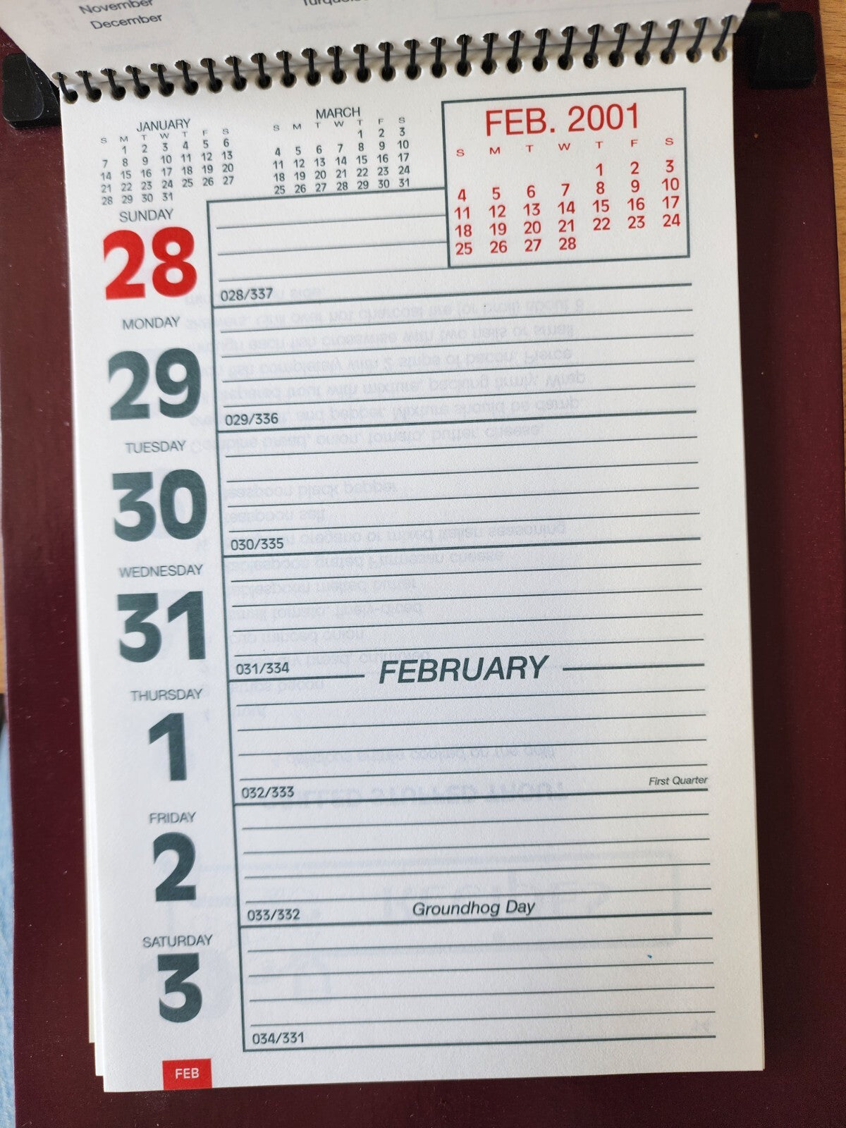 Toby's Auto Parts Inc. Season's Greetings 2001 Calendar