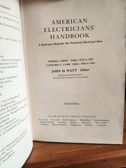 Vtg American Electricians Handbook - 9th Edition by Croft Carr and Watt